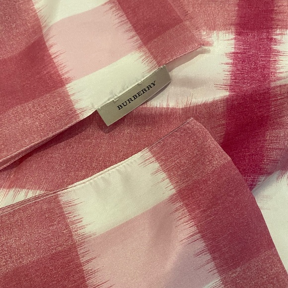 Burberry Pink/White Print Silk Scarf - Picture 2 of 7